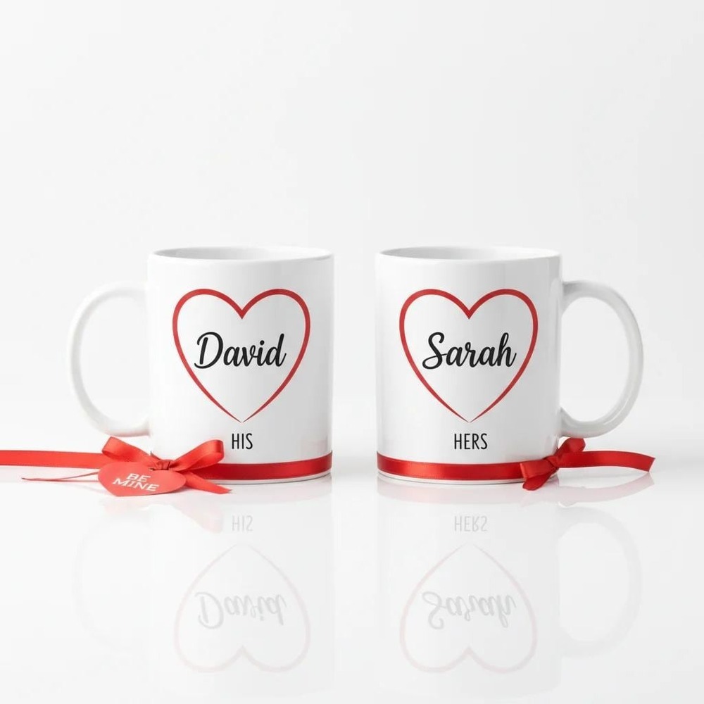 Personalized Couple's Coffee Mug Set - His & Hers Valentine's Gift